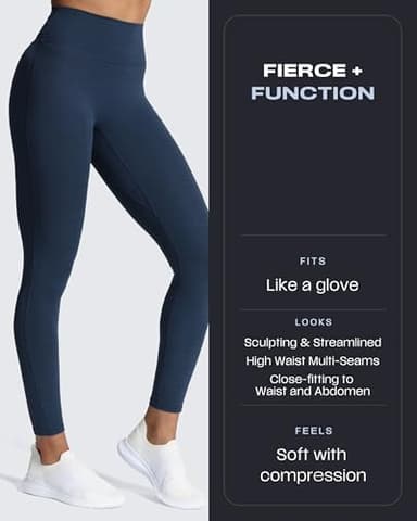 Aoxjox High Waisted Workout Leggings for Women Trinity Yoga Pants 26.5" (Dark Blue Marl, Medium) - Image 2