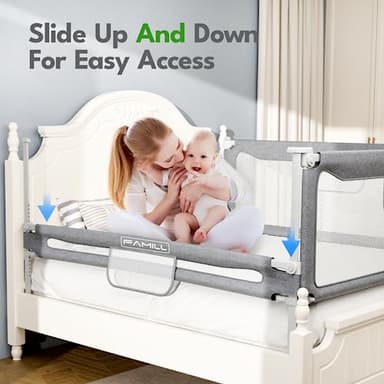 FAMILL Bed Rail for Toddlers, 2 Minutes Assembly Foldable Guard for Baby, Toddler Bed Rails Suitable for Queen/King/Full/Twin Size, Grey, 74.8", 1 Side - Image 6