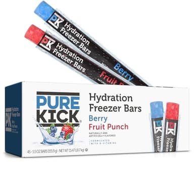 Pure Kick Freezer Bars, 5.5 oz, Hydrating Ice Pops, Naturally Flavored with Other Natural Flavors, Berry and Fruit Punch, 45 Count - Image 1