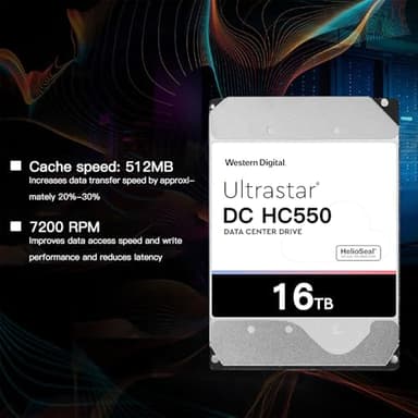 Western Digital Internal Hard Drives 16Tb DC HC550 Surveillance,Wd 3.5 HDD Sata 6Gb/s 7200 PRM NAS 512 mb Cache for Dvr Nvr (Renewed) - Image 4