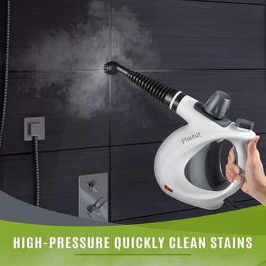 Pressurized Handheld Multi-Surface Natural Steam Cleaner with 12 pcs Accessories, Multi-Purpose Steamer for Home Use, Steamer for Cleaning Floor, Upholstery, Grout and Car (Grey) - Image 4