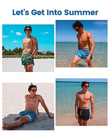 maamgic Mens Swim Trunks with Compression Liner Short Stretch Mens Bathing Suit Quick Dry Swimming Trunks Swimsuit Banana Orange Medium - Image 7