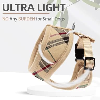 Pupteck Soft Mesh Dog Harness Sized and Leash Set Pet Puppy Cat Comfort Padded Vest No Pull Harnesses, Beige, Medium - Image 5