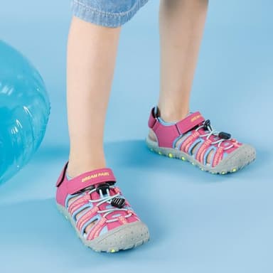 DREAM PAIRS Boys Girls Summer Outdoor Athletic Sport Sandals Hiking Beach Casual Closed Toe Adjustable Multicolor for Toddler/Little/Big Kids,Size 7 Toddler,Fuchsia/Cyan/Neon/Green,171111-K - Image 5