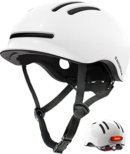 Bike Helmets for Adults Men Women,Mens/Womens Cool Bicycle Helmet with Magnetic Rear LED Light (Shiny White,L) - Image 1
