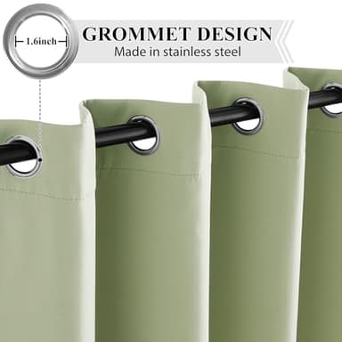 RYB HOME Sage Green 100% Blackout Curtains, Thermal Insulated Room Darkening Window Treatment for Bedroom, 63 inches Long Curtain Drapes Privacy Energy Efficient, Grommet, W52 x L63, 2 Panels - Image 7