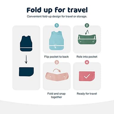 Tiny Twinkle Mess Proof Baby Bib - Waterproof & Lightweight Baby-Led Weaning Apron | 100% Recycled Polyester, Easy Clean & Machine Washable (Dinosaur, Small 6-24 Months) - Image 6