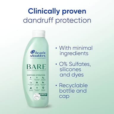 Head & Shoulders BARE Dandruff Shampoo Twin Pack, Soothing Hydration, Sulfate-Free, Silicone-Free, Dye-Free, Eco-Friendly Bottles, Safe for All Hair Types, 13.5 Fl Oz Each (Set of 2) - Image 2
