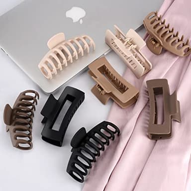 LuSeren Hair Clips for Women 4.3 Inch Large Hair Claw Clips for Women Thin Thick Curly Hair, Big Matte Banana Clips,Strong Hold jaw clips,Neutral Colors - Image 8