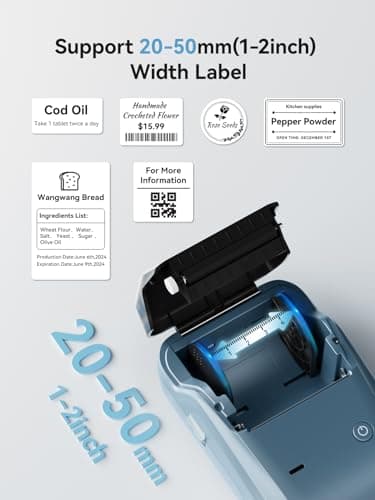 NIIMBOT B1 Label Maker Machine with 3 Tapes, 50x30mm/50x80mm/ 50x50mm Round Labels, Bluetooth Thermal Label Printer for Small Business,Office,Home,School (Blue, 1 Printer+3 Roll Label) - Image 9