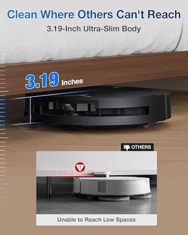 ECOVACS DEEBOT T50 PRO Omni Robot Vacuum and Mop, 3.19” Ultra-Slim, 15,000Pa Suction, ZeroTangle 2.0, TruEdge 2.0, AIVI 3D Obstacle Avoidance, Auto Mop Wash & Dry, Self-Emptying, Ideal for Pet Hair - Image 2