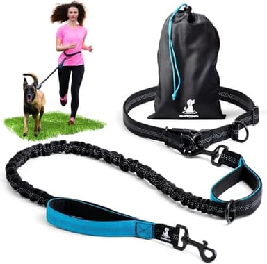 SparklyPets - Hands Free Dog Leash with Reflective Stitches - Waist Leash for Dog Walking, Hiking, Training, Jogging, Canicross, Running - for Medium & Large Breeds - Image 1
