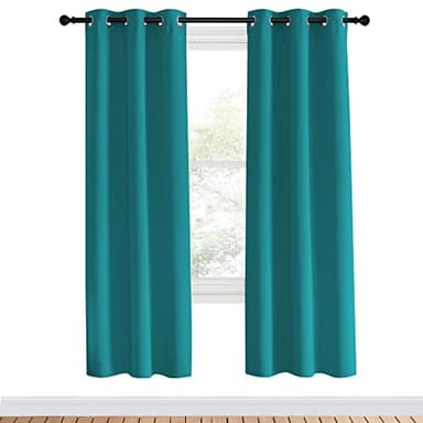 NICETOWN Room Darkening Curtains 70 inch Length 2 Panels, Peacock Teal, 2 Pieces, W34, Thermal Insulated Grommet Blackout Curtains for Modern Casual Elegant Bedroom Kids Room Theme Decoration - Image 2