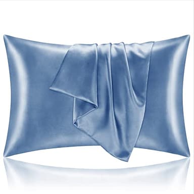 BEDELITE Satin Pillowcase for Hair and Skin, Super Soft and Cooling Similar to Silk Pillow Cases 2 Pack with Envelope Closure, Gift for Women Men(20"x36" King Size, Airy Blue) - Image 1