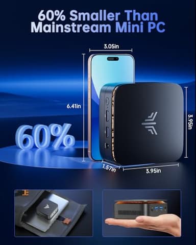 KAMRUI Essenx E1 N150 Mini PC, 16GB DDR4 1TB M.2 SSD Micro PC, Mini Desktop PC with Ethernet, WiFi, Bluetooth, Small Computer Supports Dual 4K Display for Business, Home, Office - Image 5