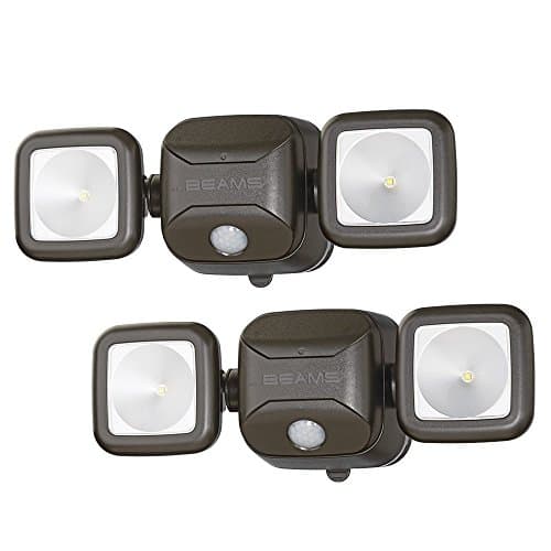 Beams MB3000 High Performance 500 Lumen Wireless Battery Powered Motion Sensing LED Dual Head Security Spotlight, Brown, 2-Pack - Image 1