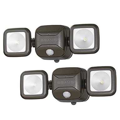 Beams MB3000 High Performance 500 Lumen Wireless Battery Powered Motion Sensing LED Dual Head Security Spotlight, Brown, 2-Pack - Image 1