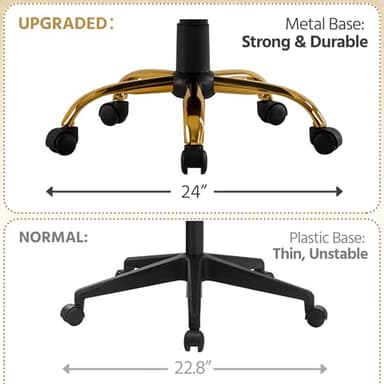 Yaheetech Mid-Back Office Chair PU Leather Desk Chair Adjustable Executive Task Chair w/Lumber Support Gold Leg Black Seat - Image 7