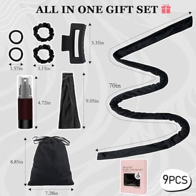 ZILAMPU No Heat Curling Rod Headband, Overnight Velour Hair Curls Roller Wrap for Women with Long Hair - Black - Image 5