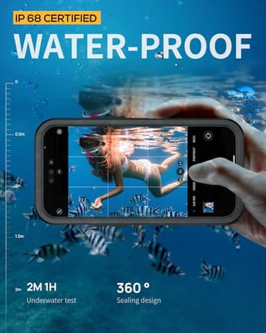 Lanhiem Magnetic for iPhone 15 Pro Max Case, IP68 Waterproof Dustproof Case, [Compatible with Magsafe] [Built-in Screen Protector] Full Body Heavy Duty Rugged Phone Cover 6.7 inch, Black/Clear - Image 2