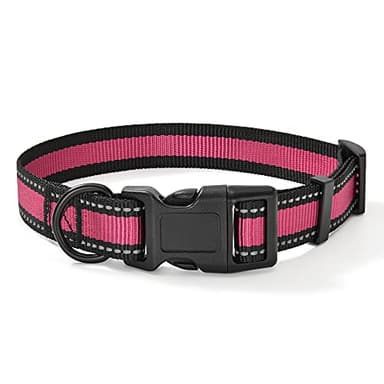 Mile High Life Dog Collar | Nylon Reflective Dog Collars | Light Weight Puppy Collars | Pink Dog Collars for Large Dogs (Pink, Large) - Image 1