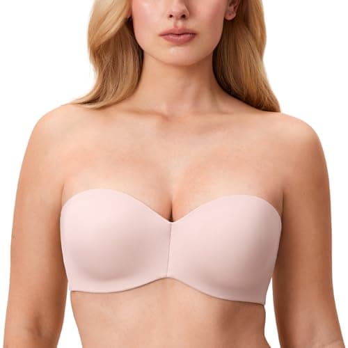 DELIMIRA Women's Strapless Bra Unlined Underwire Minimizer Plus Size Support Gentle Rose 34A - Image 1