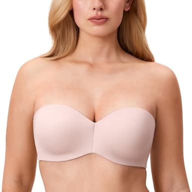 DELIMIRA Women's Strapless Bra Unlined Underwire Minimizer Plus Size Support Gentle Rose 34A - Image 1
