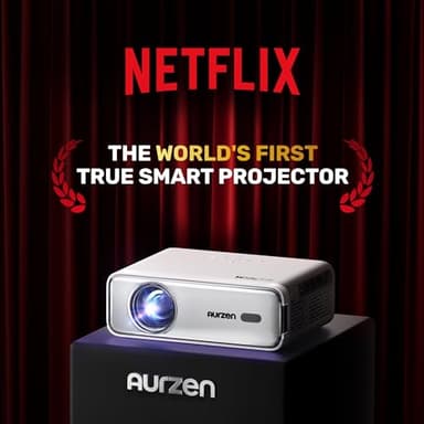 Aurzen EAZZE D1 Smart Projector with WiFi and Bluetooth, Netflix-Officially-Licensed, Auto Focus & Keystone, DoIby Audio, Zoom, Native 1080P Movie, Portable Outdoor Mini Projector, Silver - Image 2