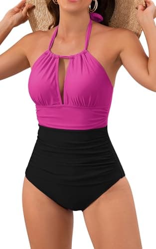 B2prity Women's Slimming One Piece Swimsuits Tummy Control Bathing Suit Halter Swimwear for Big Busted Curvy Woman - Image 1