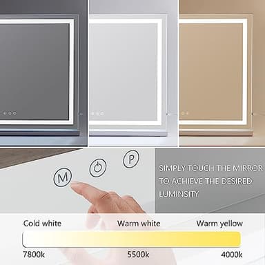 HIEEY Lighted Makeup Mirror, Hollywood Vanity Mirror with Lights, Three Color Lighting Modes, with 4in 20X Magnification Mirror, Smart Touch Control, 360°Rotation (22.8in,White) - Image 2