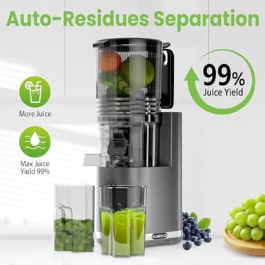 Cold Press Juicer, 6.5" Extra Large Feed Chute Juicer Machines, 350W Slow Masticating Juicer Machines with High Juice Yield for Whole Vegetables & Fruits, BPA Free, Titanium Gray, Easy to Clean - Image 3