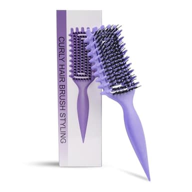 Curly Hair Brush Defining, Vented Curl Defining Brush for Effortlessly Detangling Shaping and Styling Women's Men's Curls on All Wet or Dry Hair Types, Reduces Frizz (Purple) - Image 1