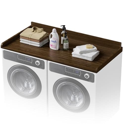 COOLBEBE Washer Dryer Countertop, Wood Washer Dryer Topper with Edge, 54" W x 27.5" D Washer and Dryer Covers for The Top for Laundry Room Organization, Walnut - Image 1