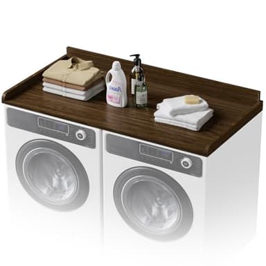 COOLBEBE Washer Dryer Countertop, Wood Washer Dryer Topper with Edge, 54" W x 27.5" D Washer and Dryer Covers for The Top for Laundry Room Organization, Walnut - Image 1