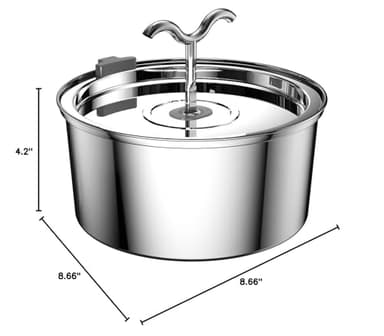DOOOB Cat Water Fountain, 3.2L/108OZ Stainless Steel Pet Water Dispenser Automatic Metal Dog Drinking Fountains Water Bowl with Replacement Filters Ultra-Quiet Pump - Image 8