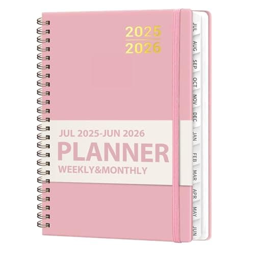 Planner 2025-2026 for Women & Men, Weekly and Monthly Calendar Notebook (July 2025 - June 2026), Hardcover Spiral Bound School Teacher Student Planner with Tabs, Inner Pocket, A5 (6.3" x 8.5") - Image 1