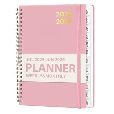 Planner 2025-2026 for Women & Men, Weekly and Monthly Calendar Notebook (July 2025 - June 2026), Hardcover Spiral Bound School Teacher Student Planner with Tabs, Inner Pocket, A5 (6.3" x 8.5") - Image 1