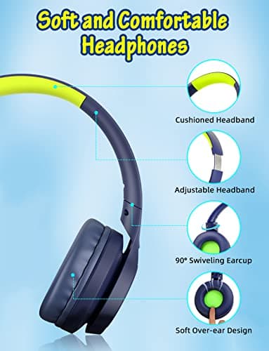 Kids Headphones with Cord , Wired Over Ear Headsets with Microphone Limited Volume 85dB/ 94dB, Portable Wired Headphones for Kids Boys Girls Teens Children Online School/Travel/iPad/Tablet/Cellphone - Image 5