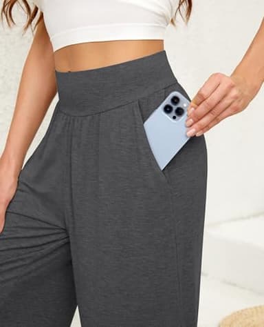 siliteelon Wide Leg Capri Pants for Women Lounge Pajama Pants Women Casual Loose Comfy Flowy Palazzo Capris with Pockets - Image 5