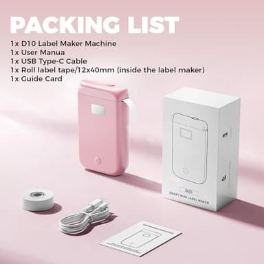 Label Maker Machine with Tape, Label Makers with Multiple Templates, Mini Label Maker Widely Used in Home Office School Organization, Bluetooth Label Printer Easy to Use for Small Labels, Pink - Image 9