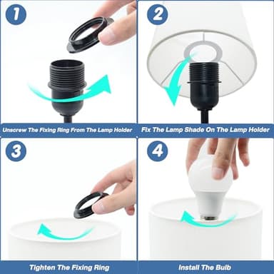 Small Bedside Table Lamp for Bedroom - 3 Way Dimmable Touch Lamp with USB Charging Station and AC Outlet, Wood Base & Fabric Linen Lampshade for Office, Living Room, Dorm, Brown-White, (LED Included) - Image 5