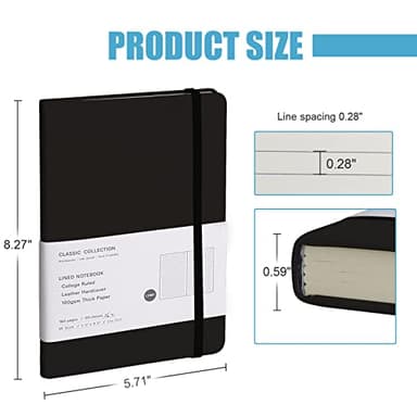EMOMAS Lined Journal Notebook, (Black), 160 Pages, Medium 5.7 inches x 8 inches - 100 gsm Thick Paper, Hardcover - Image 2