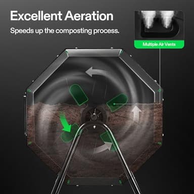 VIVOSUN Outdoor Tumbling Composter Dual Rotating Batch Compost Bin, 43 Gallon Black Door - Image 5