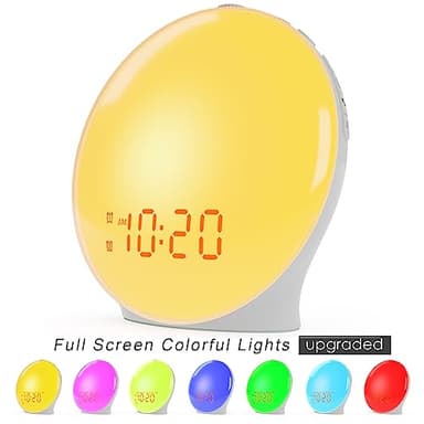 Wake Up Light Sunrise Alarm Clock for Kids, Heavy Sleepers, Bedroom, with Sunrise Simulation, Sleep Aid, Dual Alarms, FM Radio, Snooze, Nightlight, Daylight, 7 Colors, 7 Natural Sounds, Ideal for Gift - Image 2