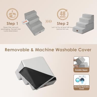 EHEYCIGA Dog Stairs for Bed 18" H, 4-Step Dog Steps for High Bed, Pet Steps for Small Dogs and Cats, Non-Slip Balanced Pet Ramp Indoor, Light Grey - Image 6