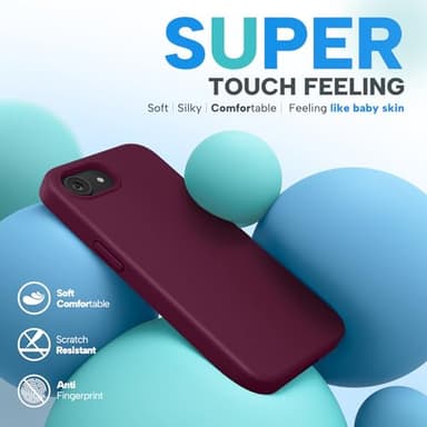 Miracase Compatible with iPhone 16e Case, [Soft Anti-Scratch Microfiber Lining], Liquid Silicone Case Gel Rubber Shockproof Drop Protection Phone Case for iPhone 16e, Wine Red - Image 3