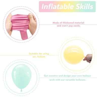 NISOCY Pastel Balloons Arch Garland Kit, 126PCS 18In 12In 10In 5In Pastel Color Rainbow Balloons Different Sizes for Birthday Baby Shower Wedding Gender Reveal Unicorn Party Decorations - Image 5