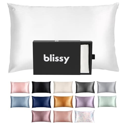 Blissy Silk Pillowcase - 100% Pure Mulberry Silk - 22 Momme 6A High-Grade Fibers - Pillow Cover for Hair & Skin - Regular, Queen & King with Hidden Zipper (Standard,Blissy White) - Image 1
