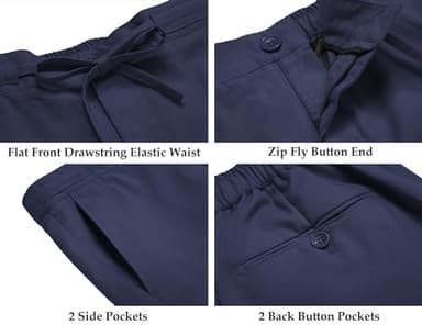 COOFANDY Mens Casual Linen Blazer and Pants 2 Piece Suits Lightweight Beach Wedding Prom Homecoming Suit Set Navy Blue - Image 6