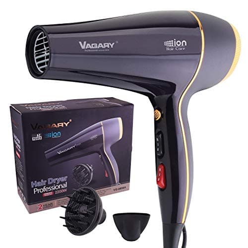 VAGARY 6690A Salon Pro Hair Dryer for Women,2200w Powerful AC Motor Fast Drying, Ionic Blow Dryer for Thick Hair,2 Speeds and 2 Heat Settings 1 Cool Shot Button(1 Diffuser and 1Concentrator) - Image 1